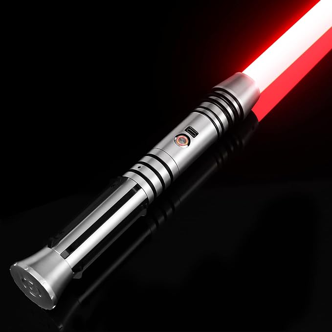 BM Lightsaber Heavy Dueling Light Sabers,Motion Control Smooth Swing Light Saber,16 RGB Infinite Color Changing,12 Sounds Fonts Light Sabers for Adults Gift, Metal Hilt, Rechargeable Light Sword