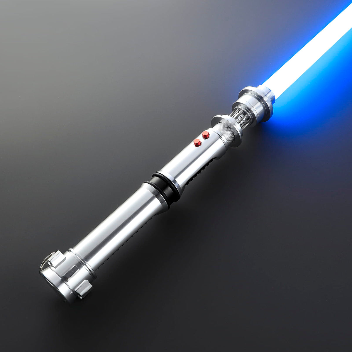 Kyle Katarn Inspired Lightsaber – Black Ribbed Grip & Silver Hilt