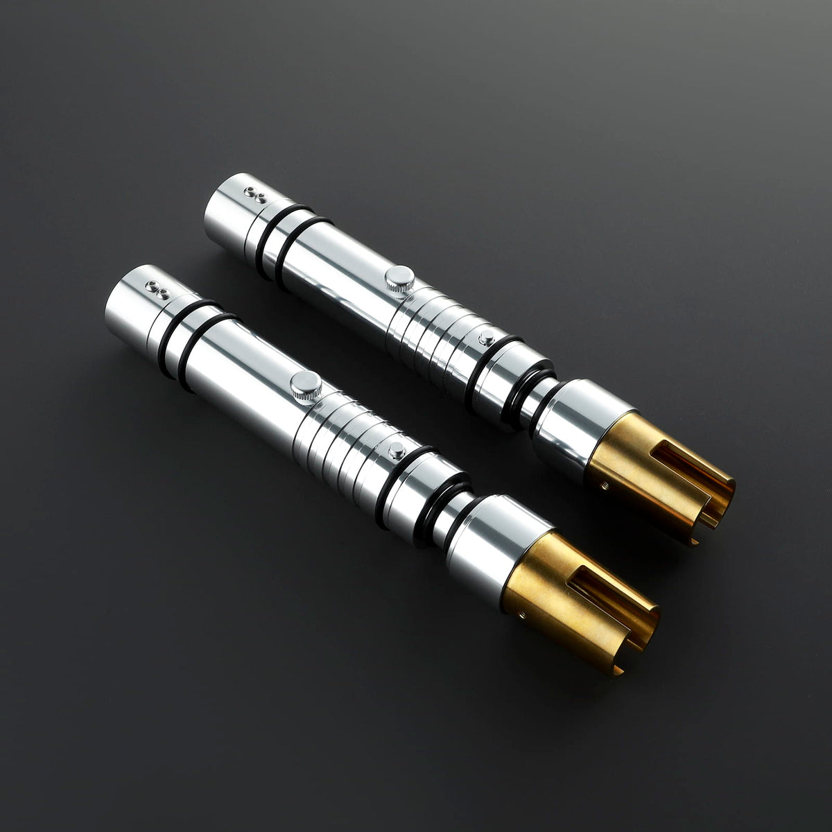 Bastila Shan Inspired Double-Bladed Lightsaber – Silver & Gold Hilt