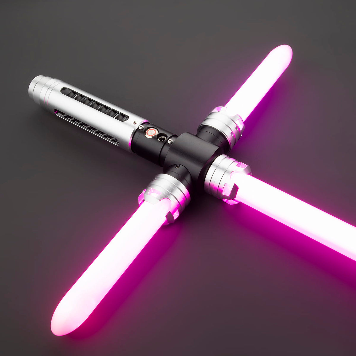 Crossguard Lightsaber Hilt – Silver & Black Triple-Claw Design