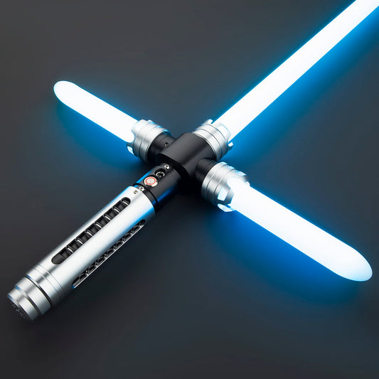 Crossguard Lightsaber Hilt – Silver & Black Triple-Claw Design