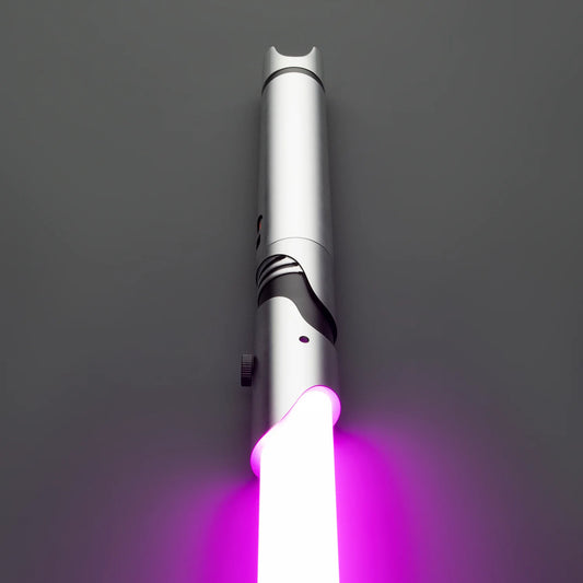 The Polished Chrome Slanted Emitter Custom Red Lightsaber