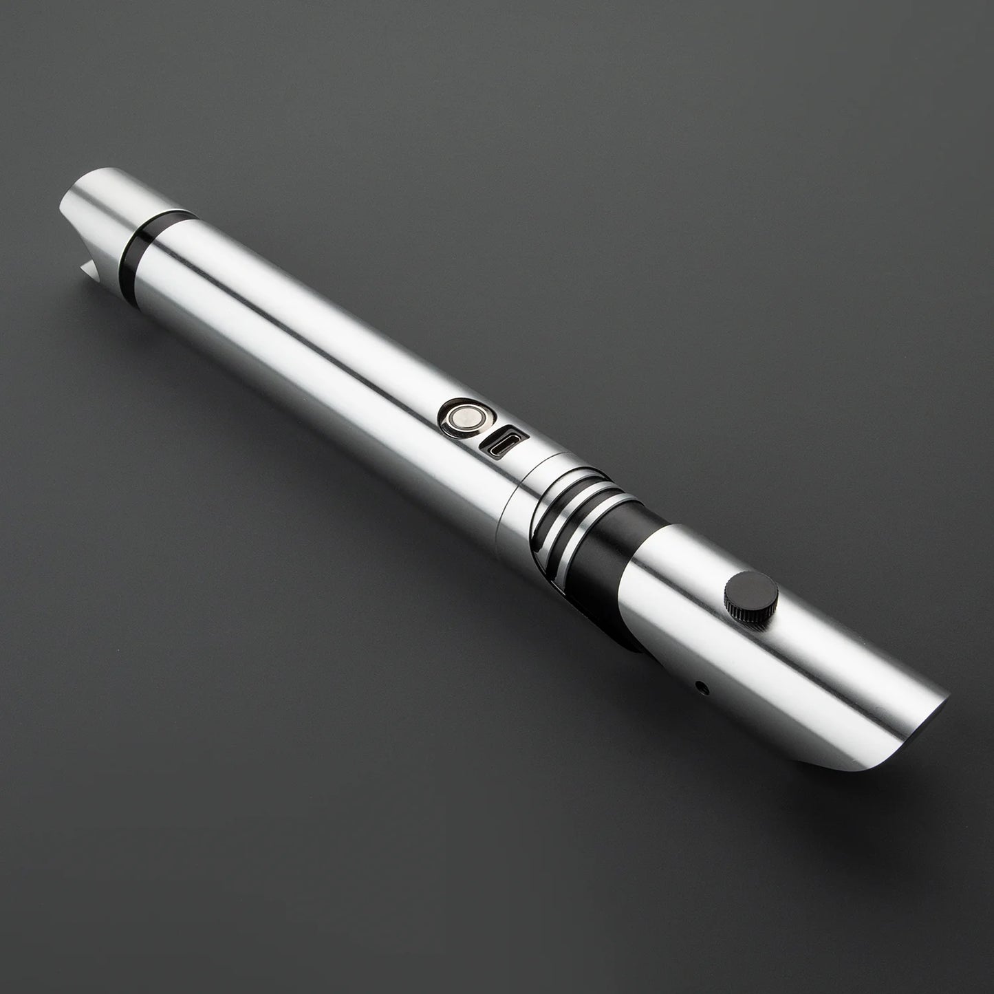 The Polished Chrome Slanted Emitter Custom Red Lightsaber