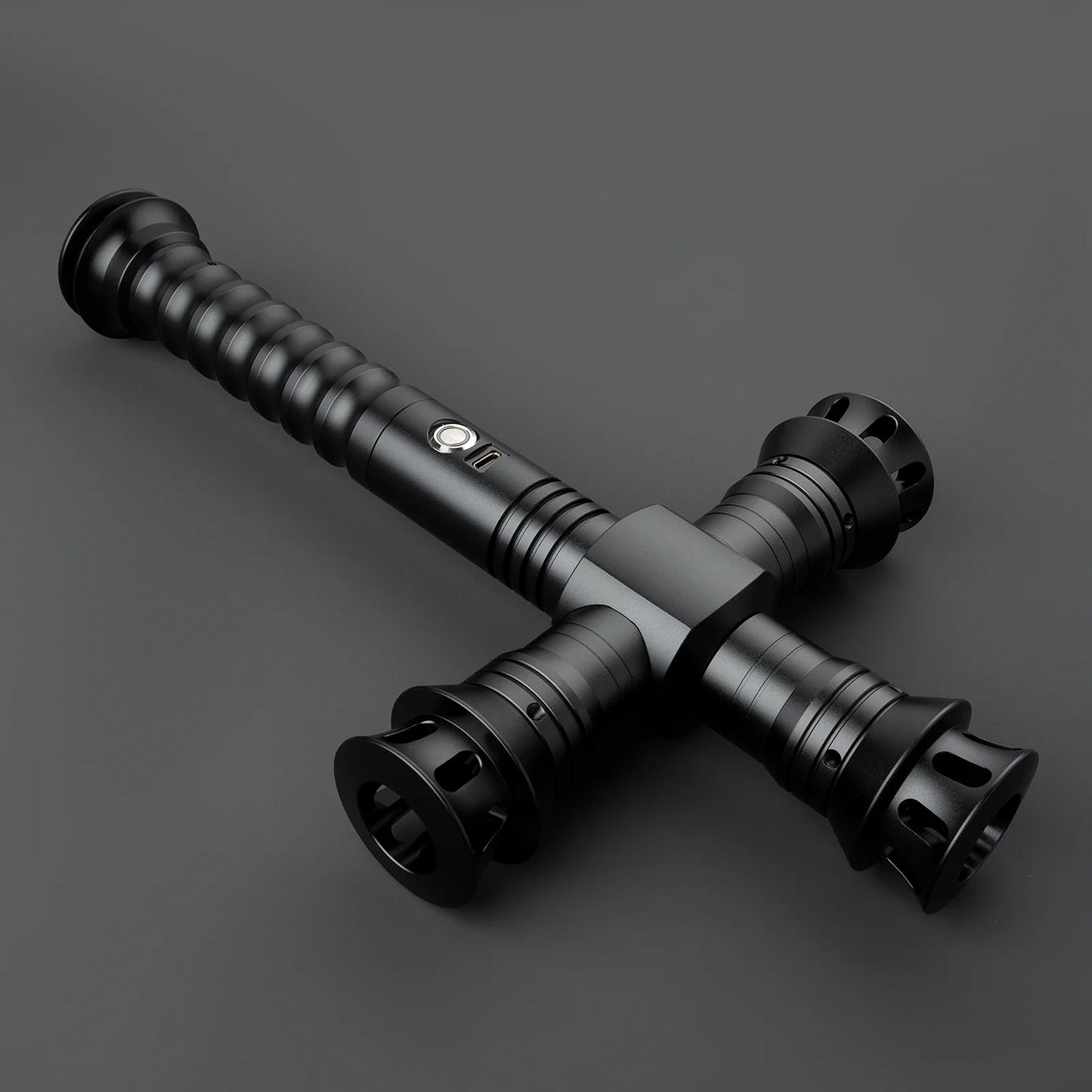 BM Lightsaber Crossguard Light Saber Xenopixel V3 Three Blades Black Hilt