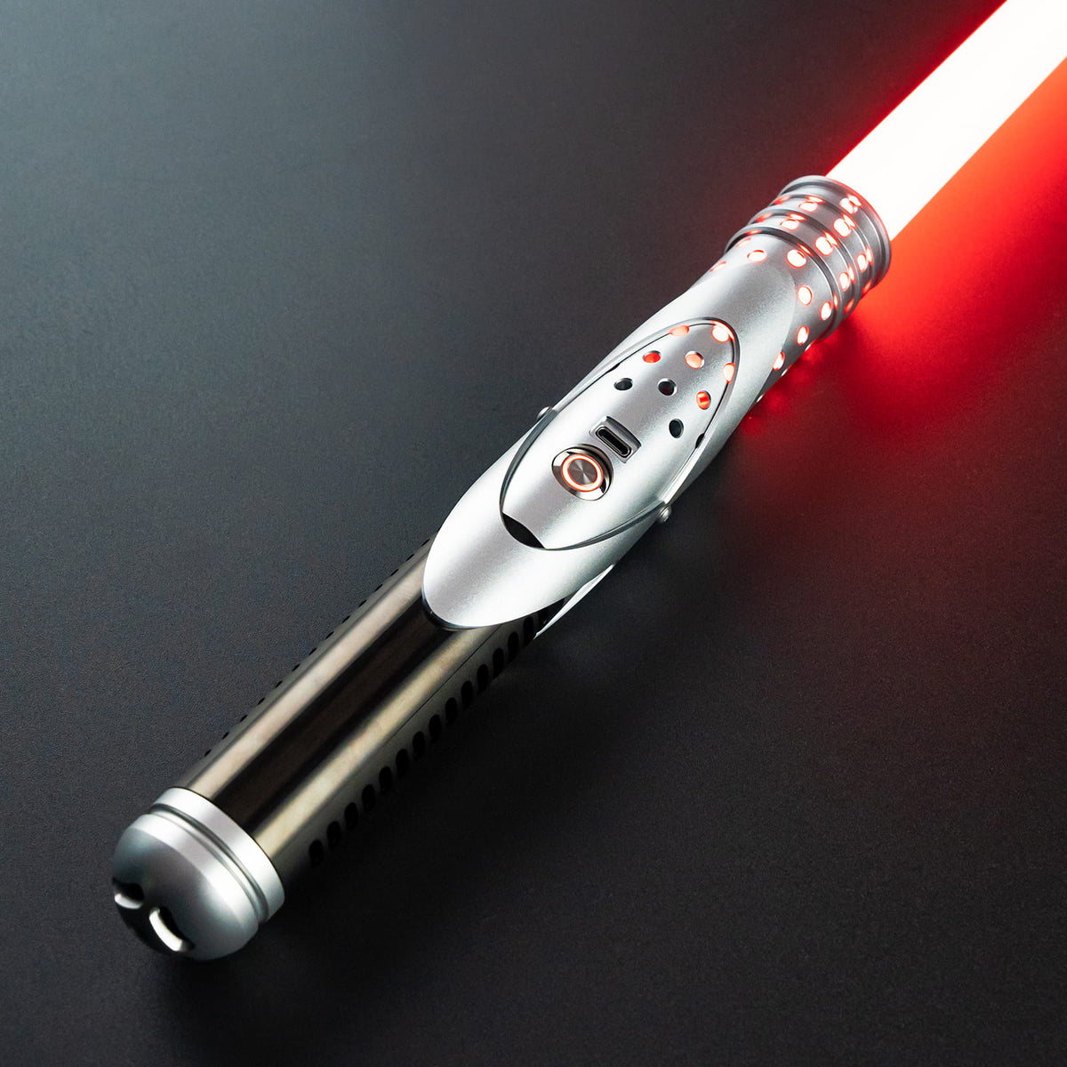 Youngling-F98 Custom Dueling Lightsaber – Silver & Black Hilt | RGB/Neopixel