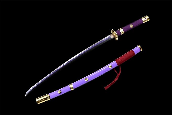 BM Lightsaber One Piece Roronoa Zoro's Katana Purple Yama Enma Cosplay Replica Anime Swords High-Carbon Steel Handmade Katana Sword Real Japanese Samurai Sword