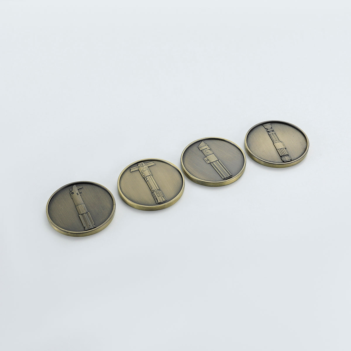 Antique Brass Lightsaber Pommel Coin Inserts – Iconic Hilt Medallion Set