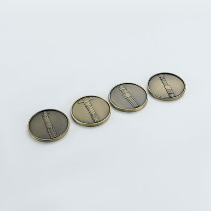 Antique Brass Lightsaber Pommel Coin Inserts – Iconic Hilt Medallion Set