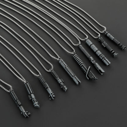 Miniature Metal Lightsaber Hilt Pendant Necklace – Star Wars Character Hilt Jewelry