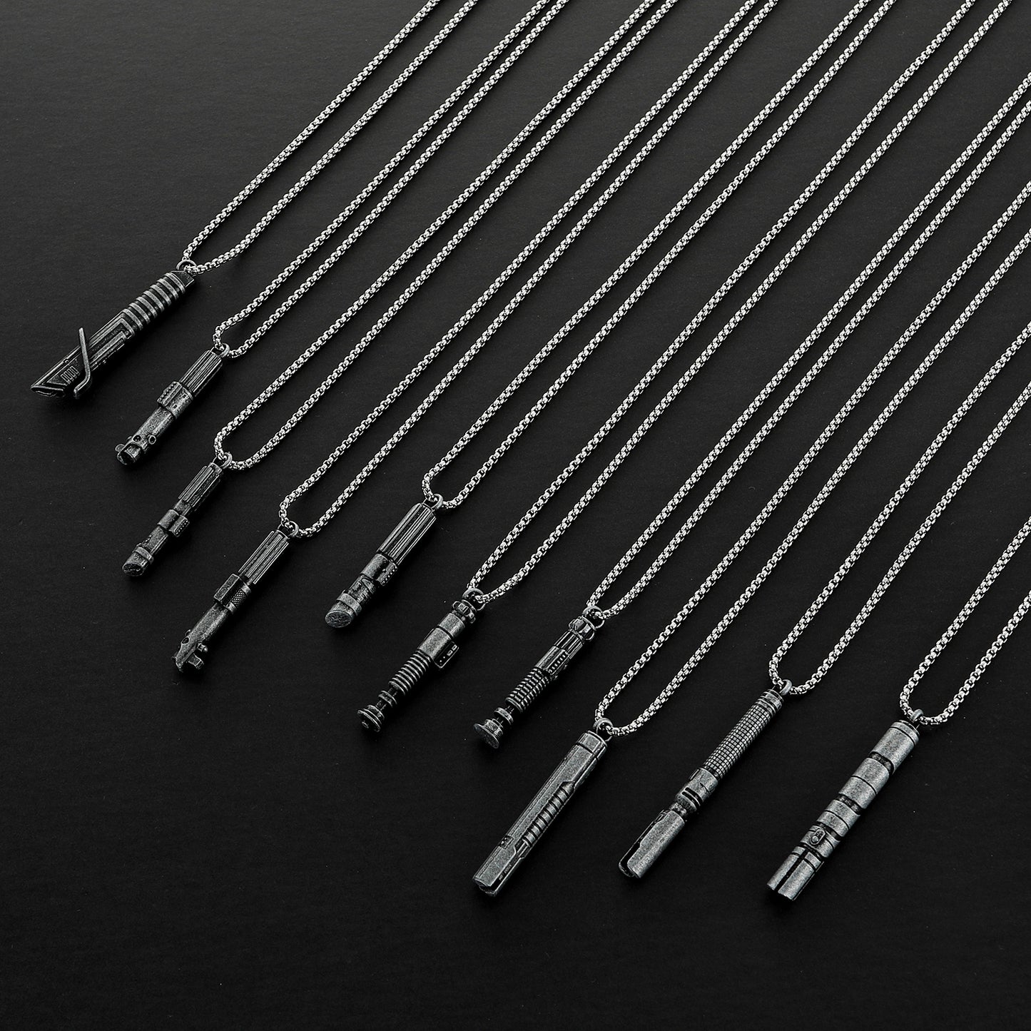 Miniature Metal Lightsaber Hilt Pendant Necklace – Star Wars Character Hilt Jewelry