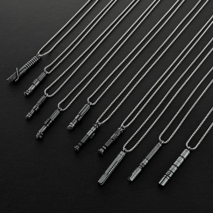 Miniature Metal Lightsaber Hilt Pendant Necklace – Star Wars Character Hilt Jewelry