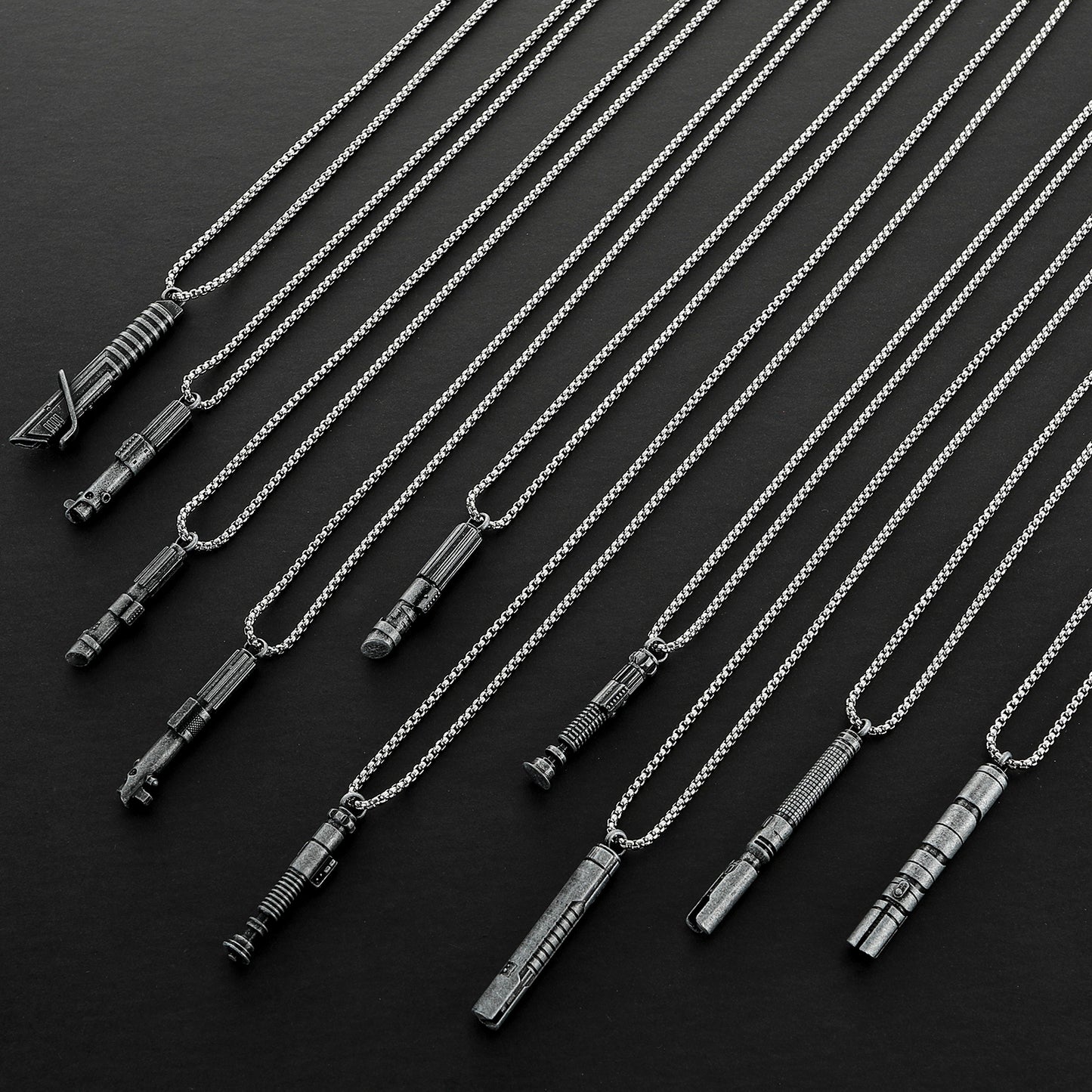 Miniature Metal Lightsaber Hilt Pendant Necklace – Star Wars Character Hilt Jewelry