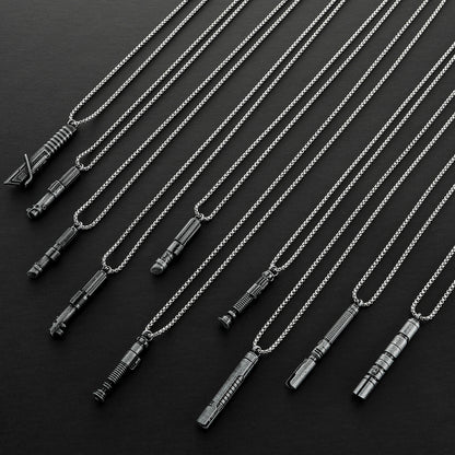 Miniature Metal Lightsaber Hilt Pendant Necklace – Star Wars Character Hilt Jewelry