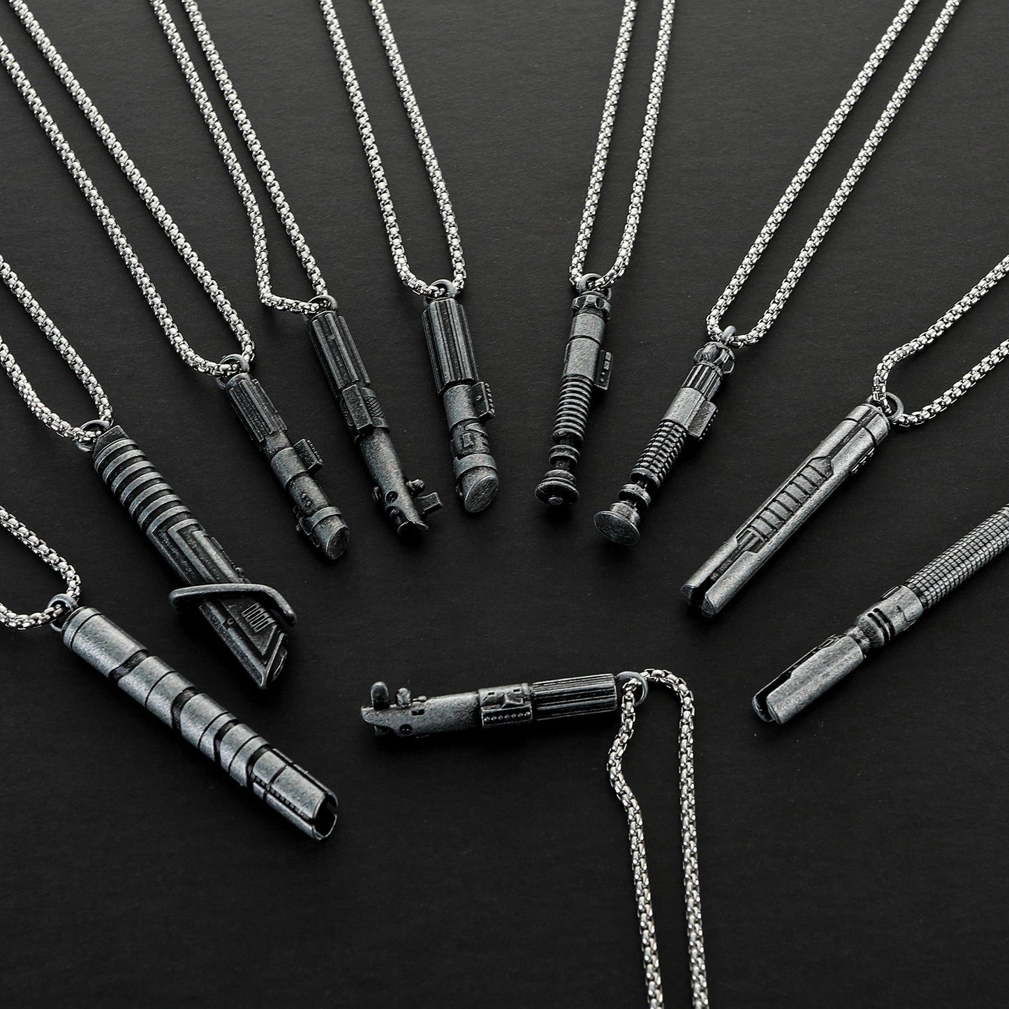 Miniature Metal Lightsaber Hilt Pendant Necklace – Star Wars Character Hilt Jewelry