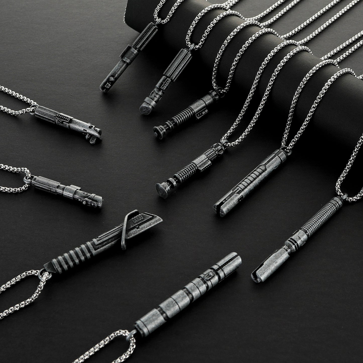 Miniature Metal Lightsaber Hilt Pendant Necklace – Star Wars Character Hilt Jewelry