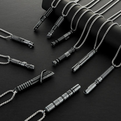 Miniature Metal Lightsaber Hilt Pendant Necklace – Star Wars Character Hilt Jewelry