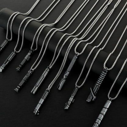 Miniature Metal Lightsaber Hilt Pendant Necklace – Star Wars Character Hilt Jewelry