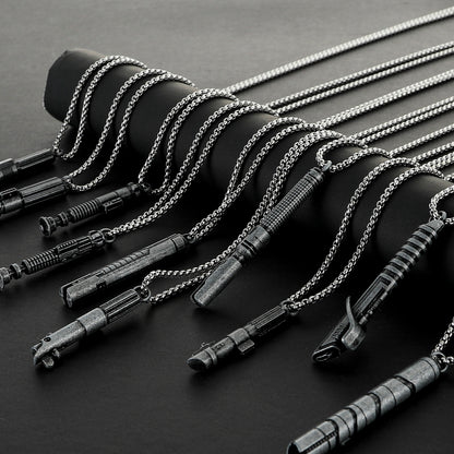 Miniature Metal Lightsaber Hilt Pendant Necklace – Star Wars Character Hilt Jewelry