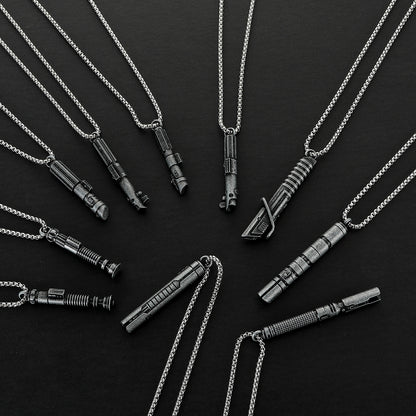 Miniature Metal Lightsaber Hilt Pendant Necklace – Star Wars Character Hilt Jewelry
