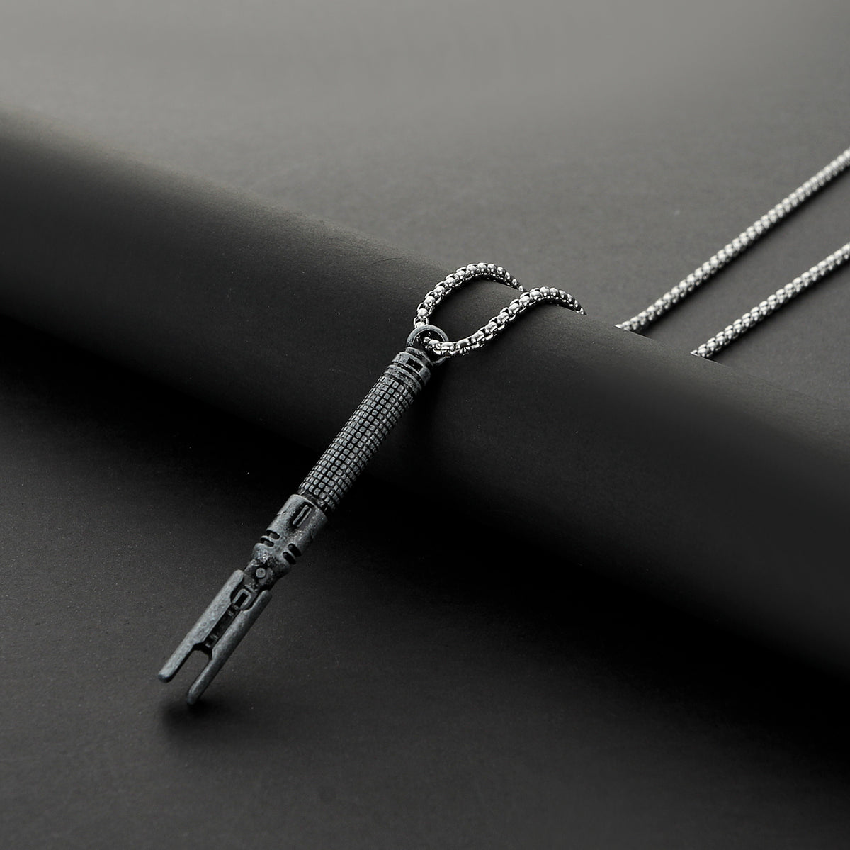 Sith Dual-Emitter Metal Hilt Pendant Necklace