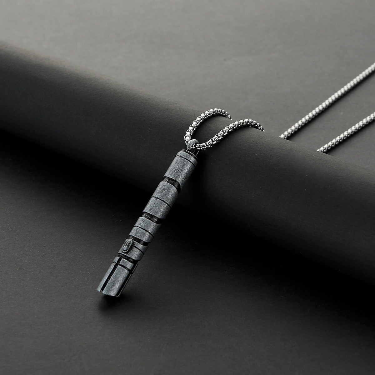 Spiral Segmented Metal Hilt Pendant Necklace