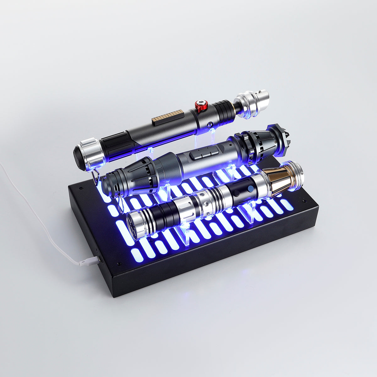 Imperial Death Star Style LED Illuminated 3-Hilt Lightsaber Display Stand