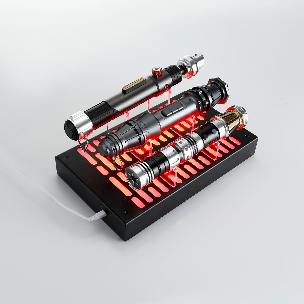 Imperial Death Star Style LED Illuminated 3-Hilt Lightsaber Display Stand