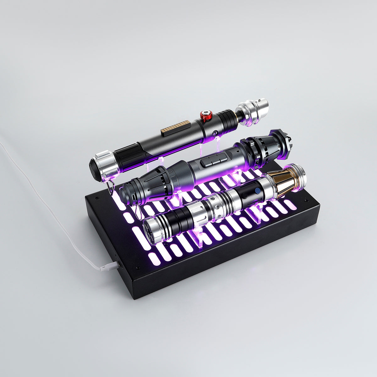Imperial Death Star Style LED Illuminated 3-Hilt Lightsaber Display Stand