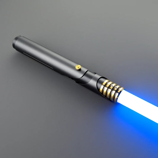 The Eclipse Sentinel – Matte Black & Gold Angular Emitter Custom Lightsaber