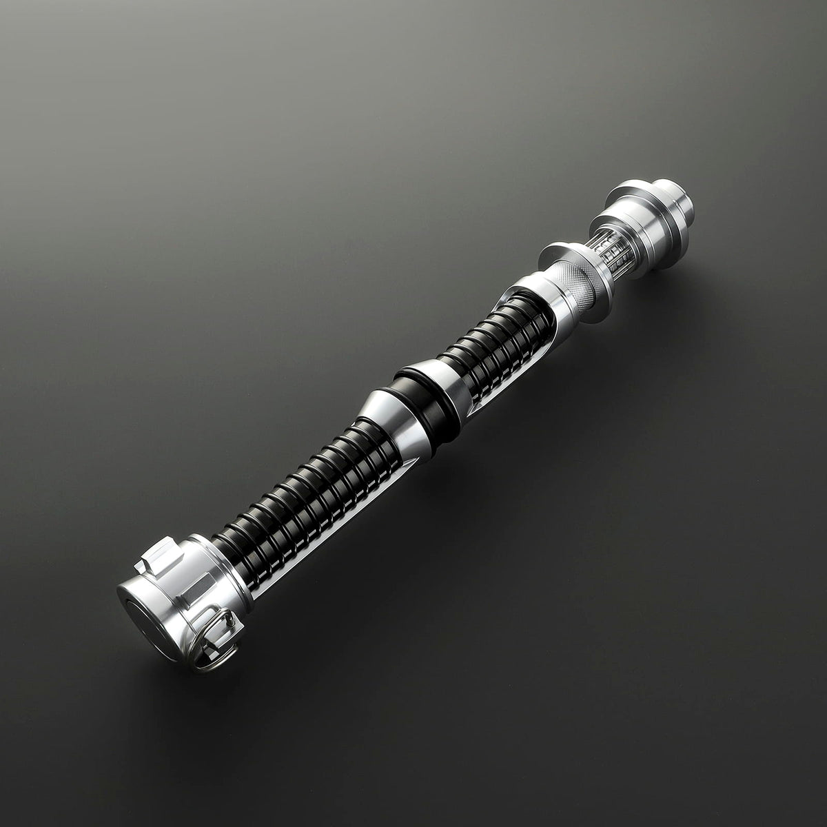 Kyle Katarn Inspired Lightsaber – Black Ribbed Grip & Silver Hilt