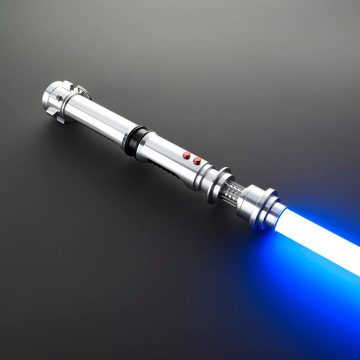 Kyle Katarn Inspired Lightsaber – Black Ribbed Grip & Silver Hilt