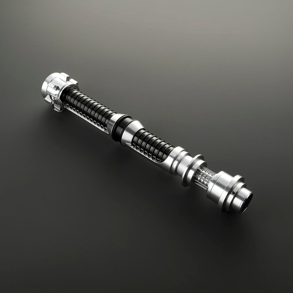 Kyle Katarn Inspired Lightsaber – Black Ribbed Grip & Silver Hilt