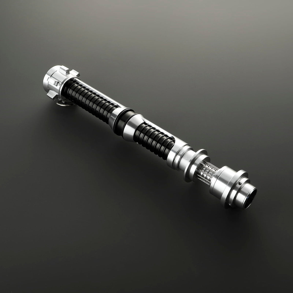 Kyle Katarn Inspired Lightsaber – Black Ribbed Grip & Silver Hilt