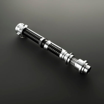 Kyle Katarn Inspired Lightsaber – Black Ribbed Grip & Silver Hilt