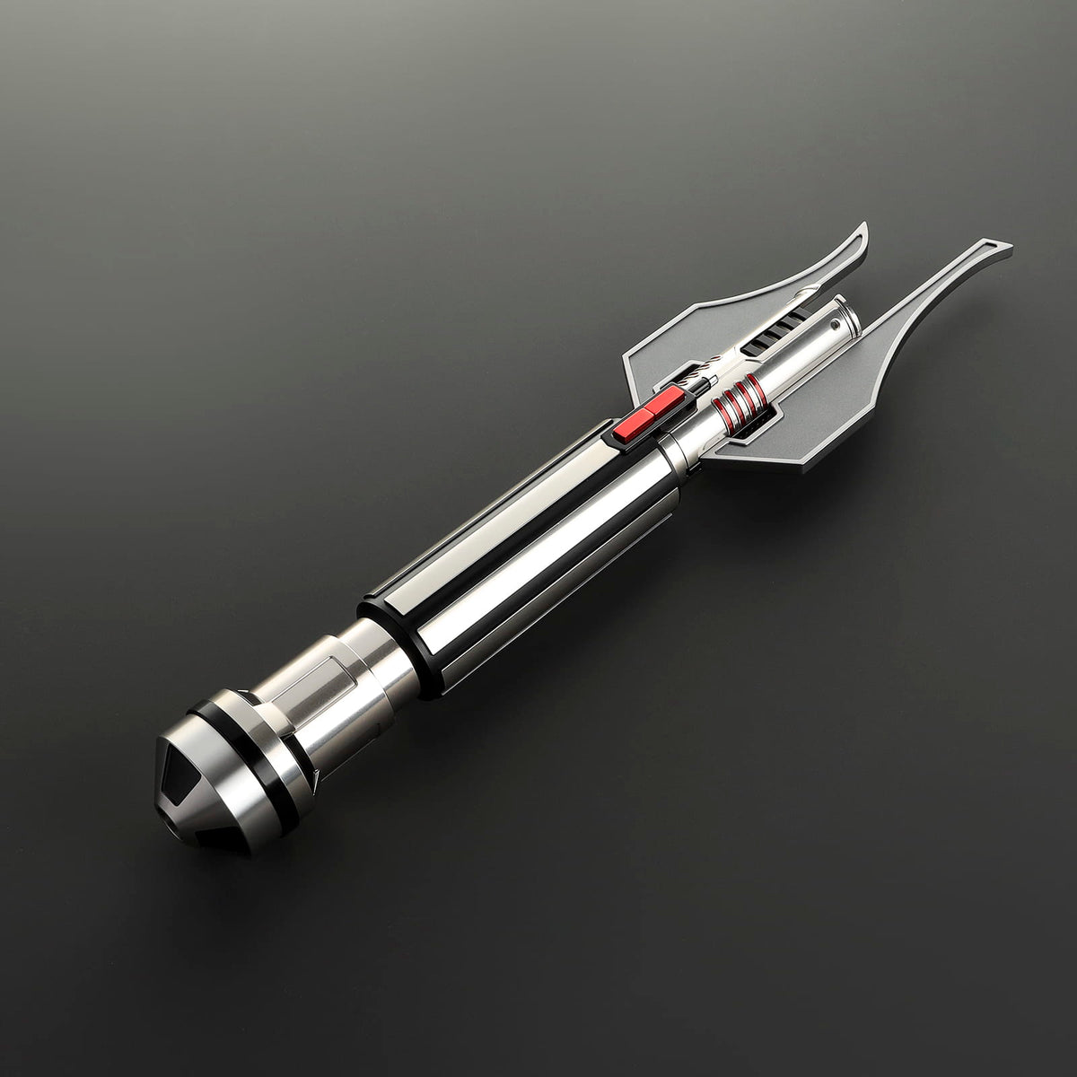 Darth Jadus Inspired Lightsaber – Silver Hilt with Red Accents