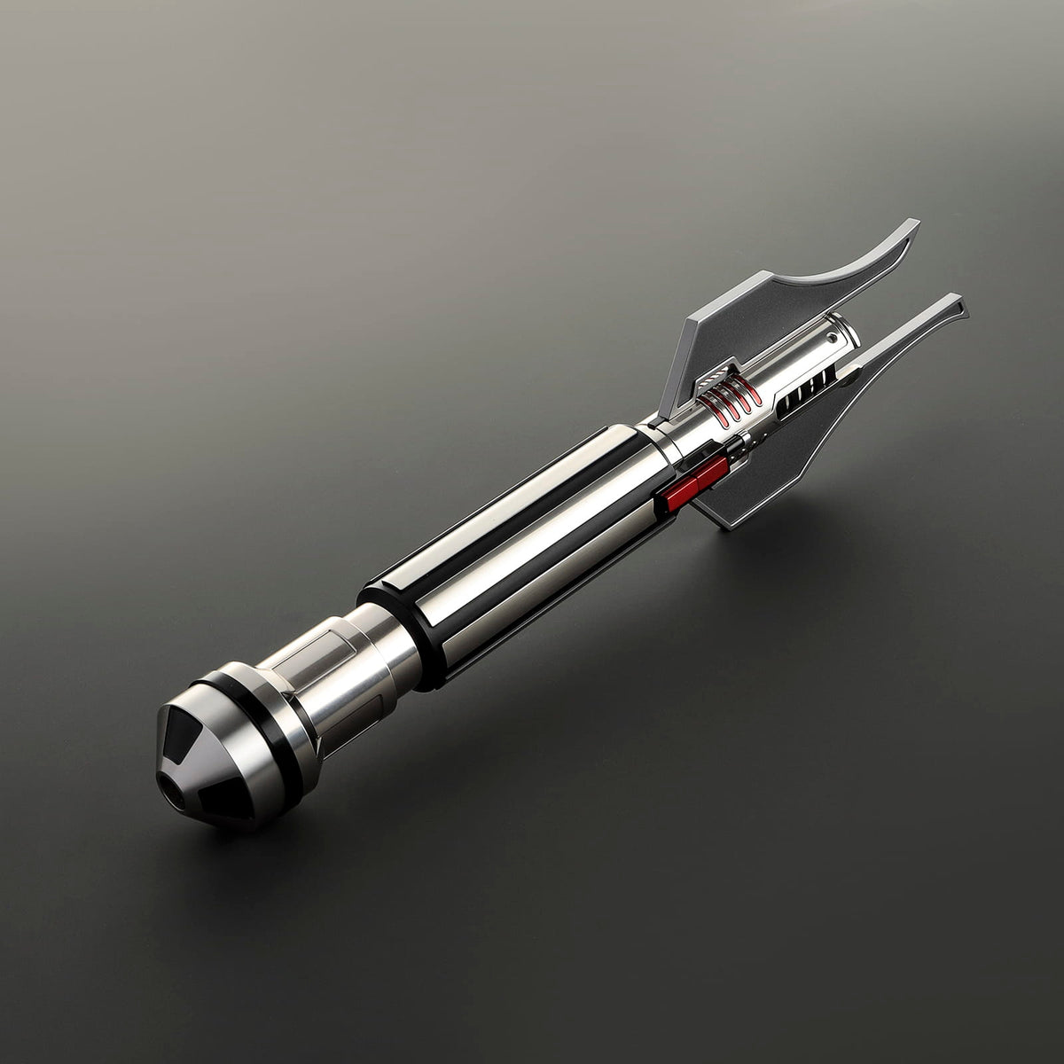 Darth Jadus Inspired Lightsaber – Silver Hilt with Red Accents