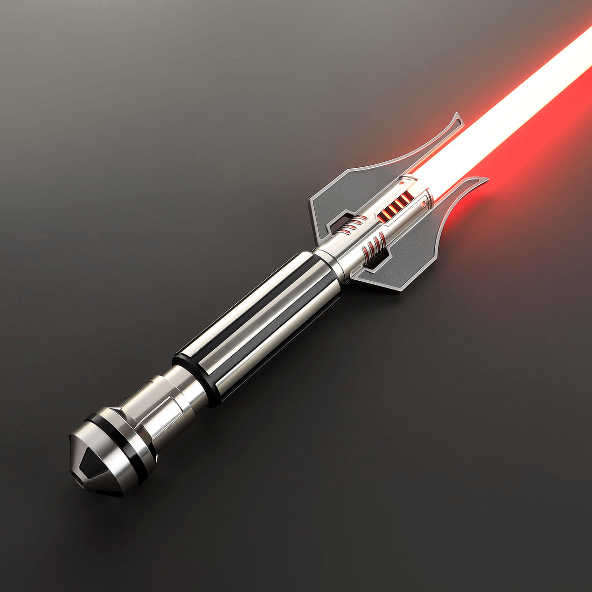 Darth Jadus Inspired Lightsaber – Silver Hilt with Red Accents