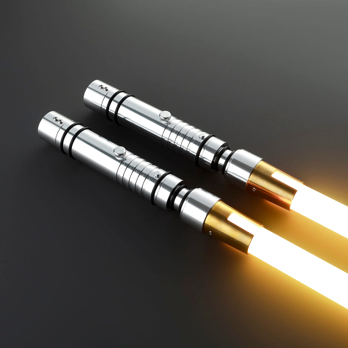 Bastila Shan Inspired Double-Bladed Lightsaber – Silver & Gold Hilt