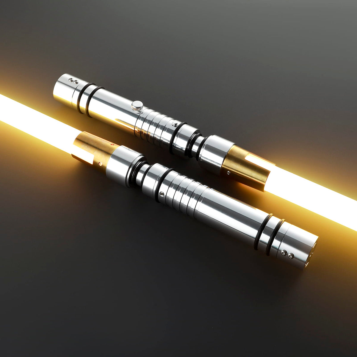 Bastila Shan Inspired Double-Bladed Lightsaber – Silver & Gold Hilt
