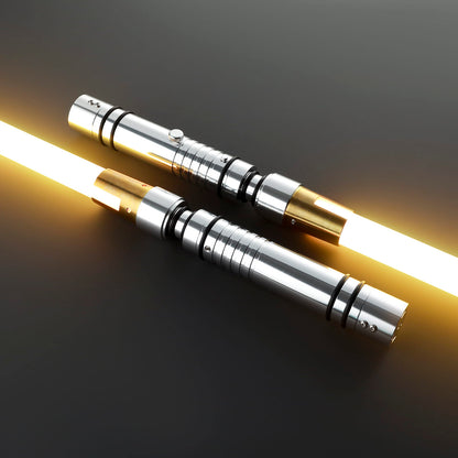 Bastila Shan Inspired Double-Bladed Lightsaber – Silver & Gold Hilt
