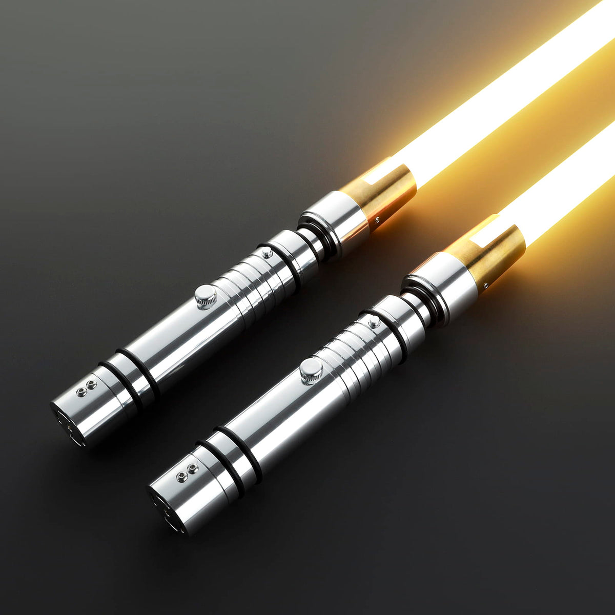 Bastila Shan Inspired Double-Bladed Lightsaber – Silver & Gold Hilt