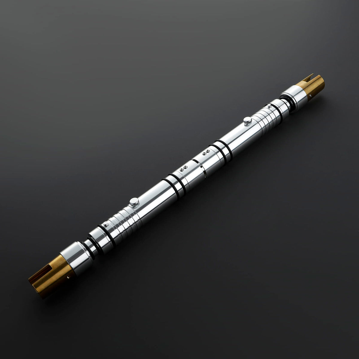 Bastila Shan Inspired Double-Bladed Lightsaber – Silver & Gold Hilt