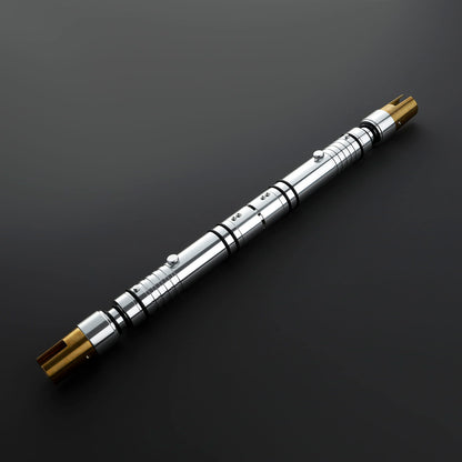 Bastila Shan Inspired Double-Bladed Lightsaber – Silver & Gold Hilt