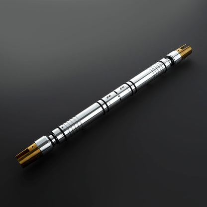 Bastila Shan Inspired Double-Bladed Lightsaber – Silver & Gold Hilt