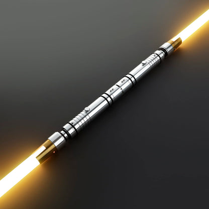 Bastila Shan Inspired Double-Bladed Lightsaber – Silver & Gold Hilt