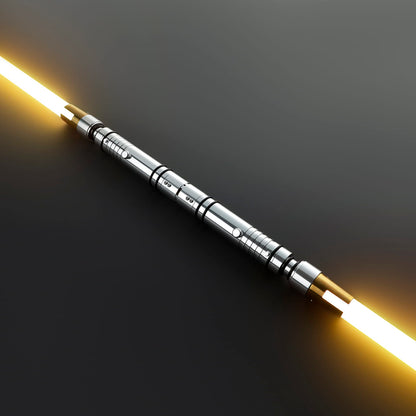 Bastila Shan Inspired Double-Bladed Lightsaber – Silver & Gold Hilt