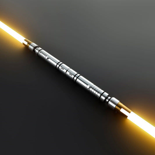 Bastila Shan Inspired Double-Bladed Lightsaber – Silver & Gold Hilt