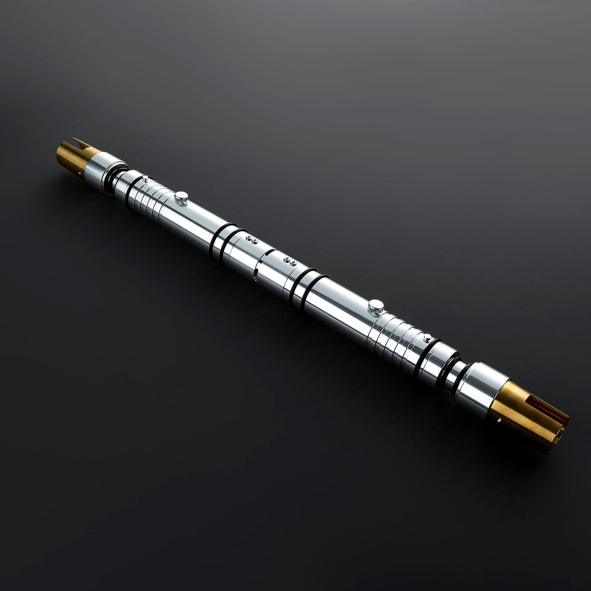 Bastila Shan Inspired Double-Bladed Lightsaber – Silver & Gold Hilt
