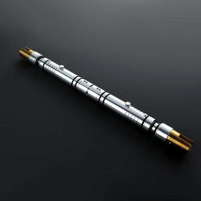 Bastila Shan Inspired Double-Bladed Lightsaber – Silver & Gold Hilt