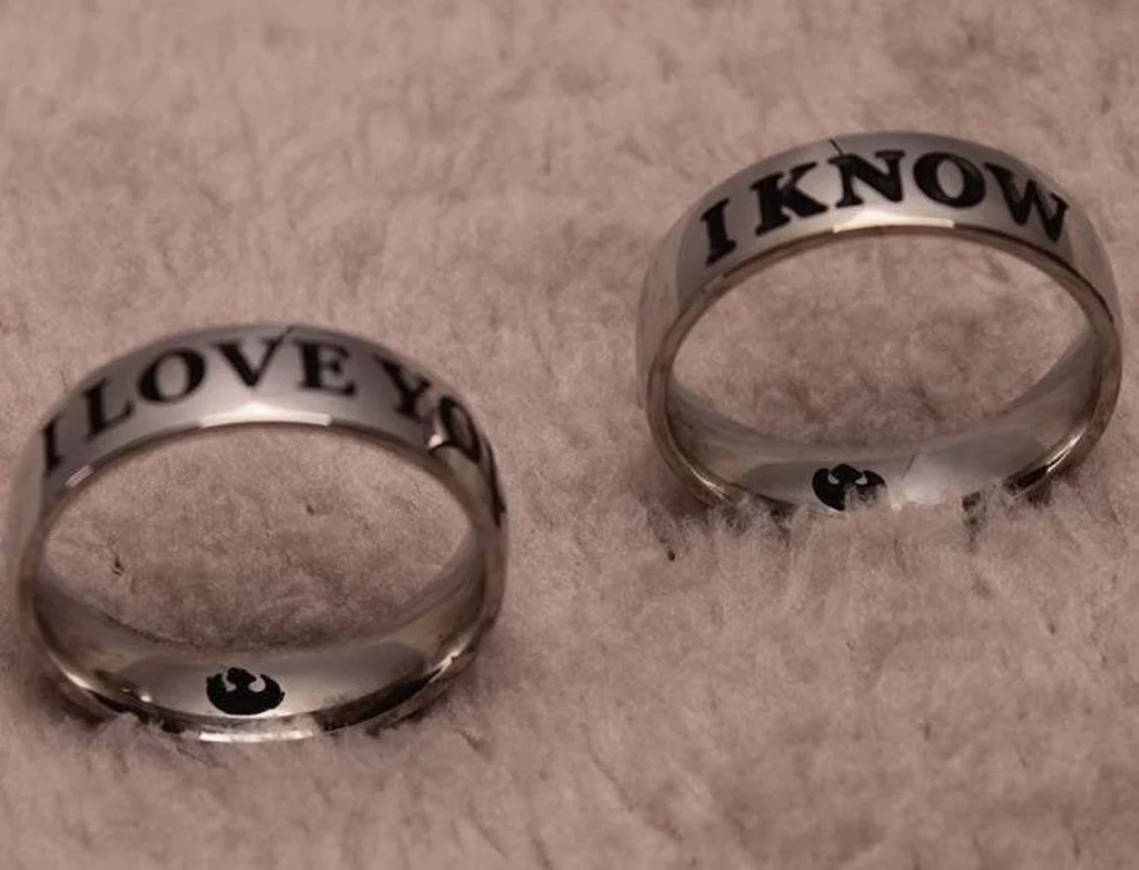 "I Love You" + "I Know" Couples Rings